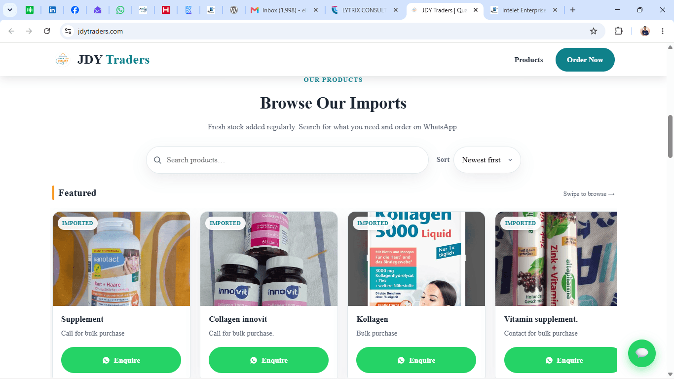 JDY Traders website preview
